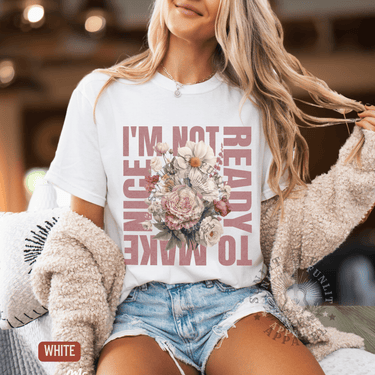 Not Ready to Make Nice Country Fan Tee - Sunlit Funlit | Graphic Tees for Country Concert Addicts